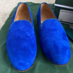 Stubbs and Wootton Blue suede loafers